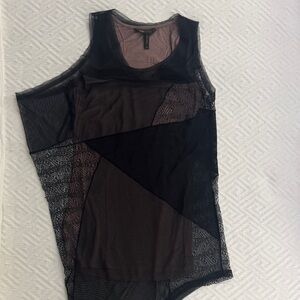 BCBGMaxAzria Black and Brown Geometric Tank Top